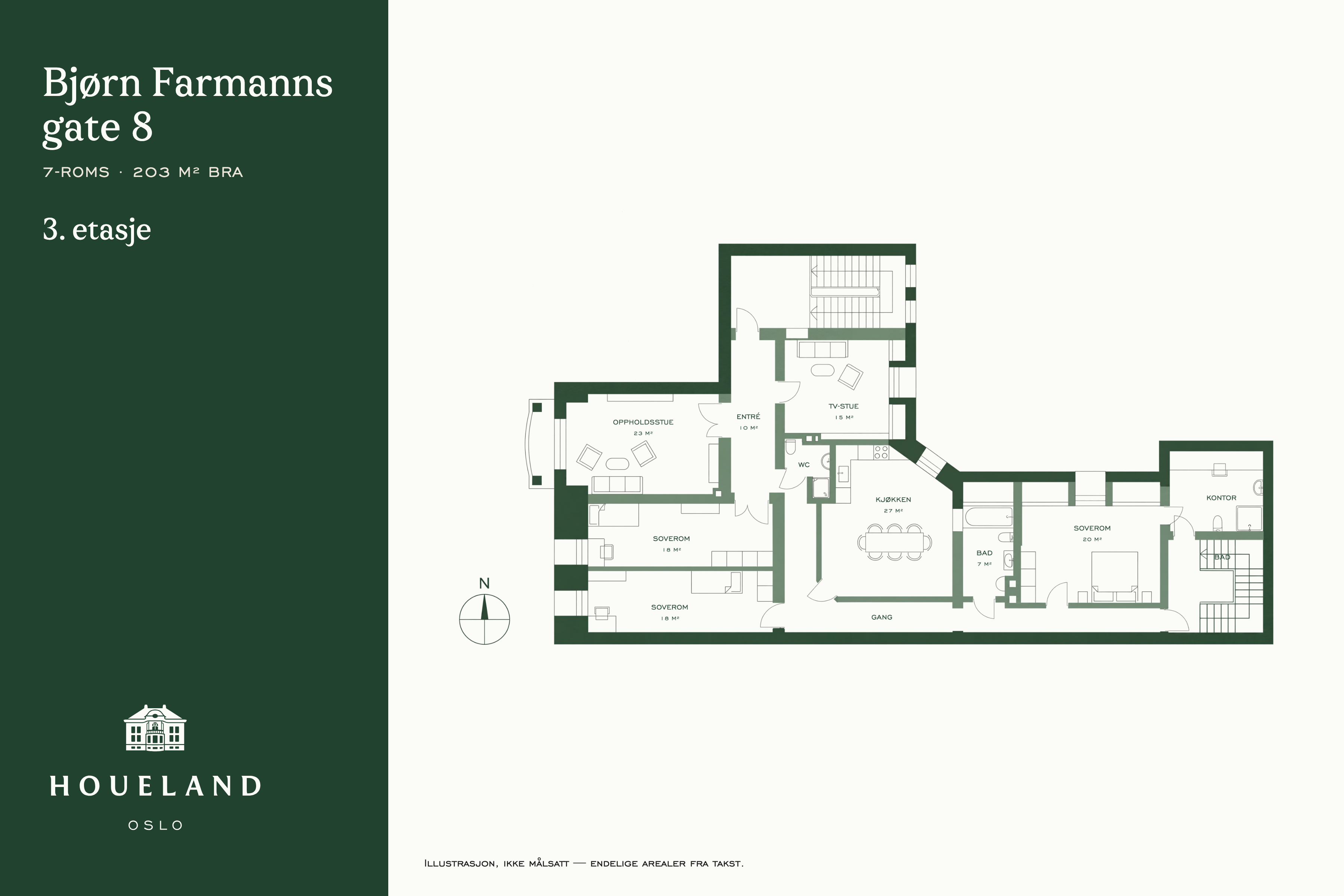Sammenslått 7-roms, 203 m²